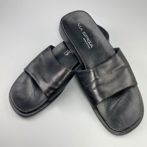 Via Spiga Black Leather Sandals